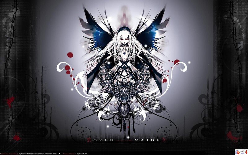 Dark anime angel with wings
