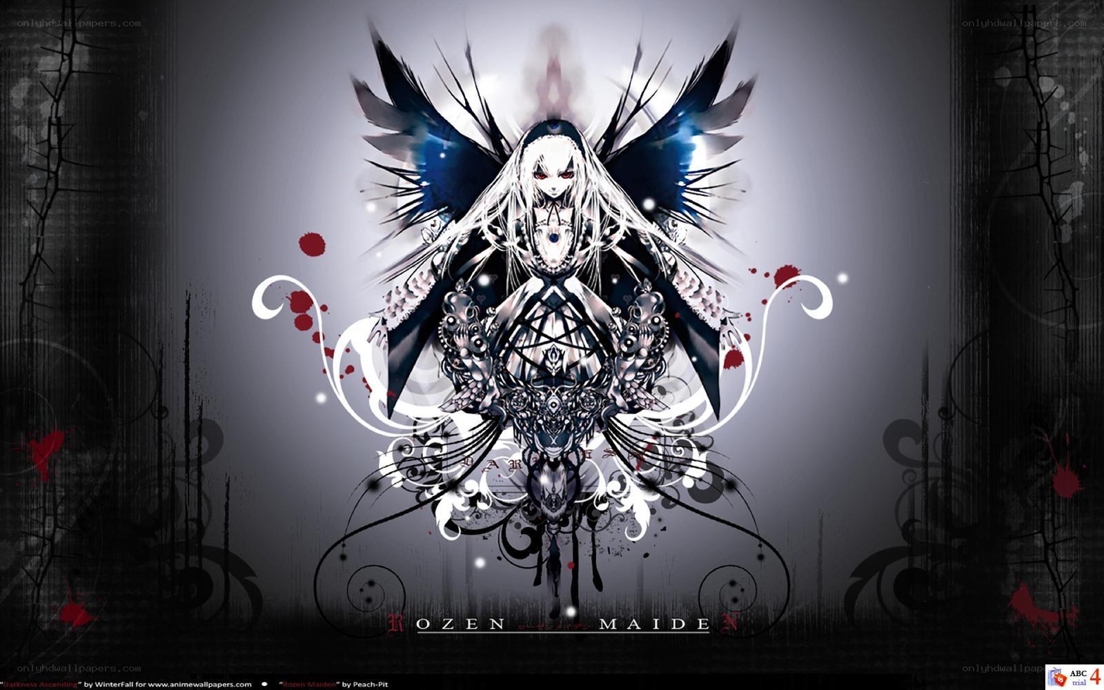 Dark anime angel with wings