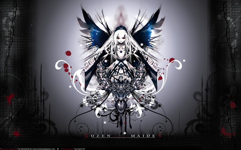 Dark anime angel with wings