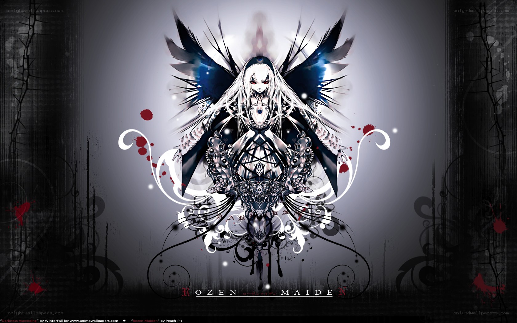 Dark anime angel with wings