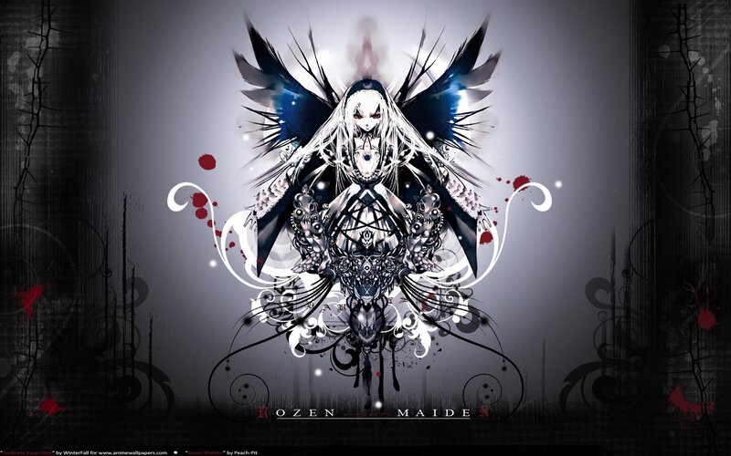 Dark anime angel with wings