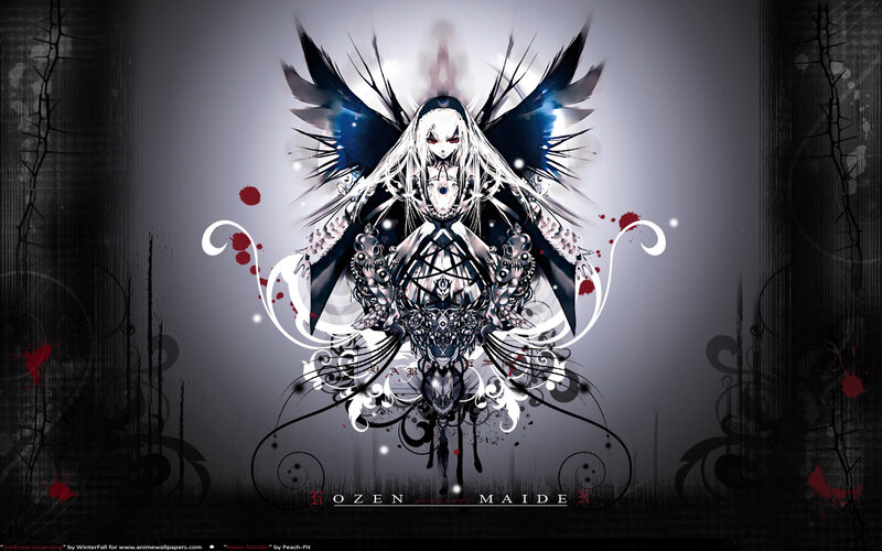 Dark anime angel with wings
