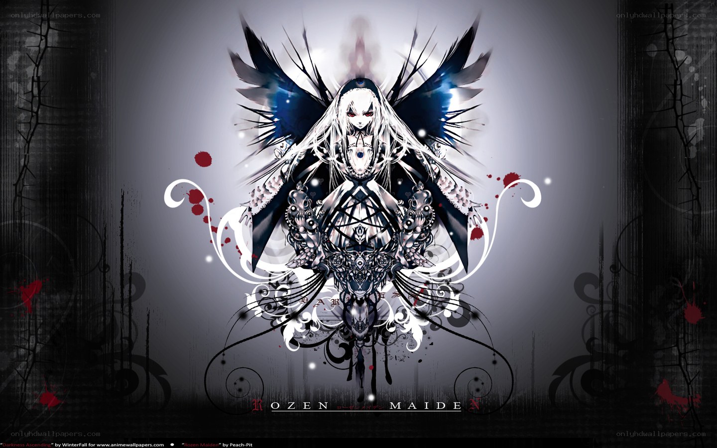 Dark anime angel with wings