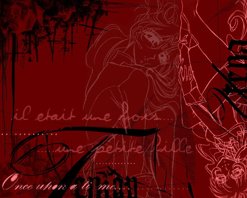 dark anime art with text