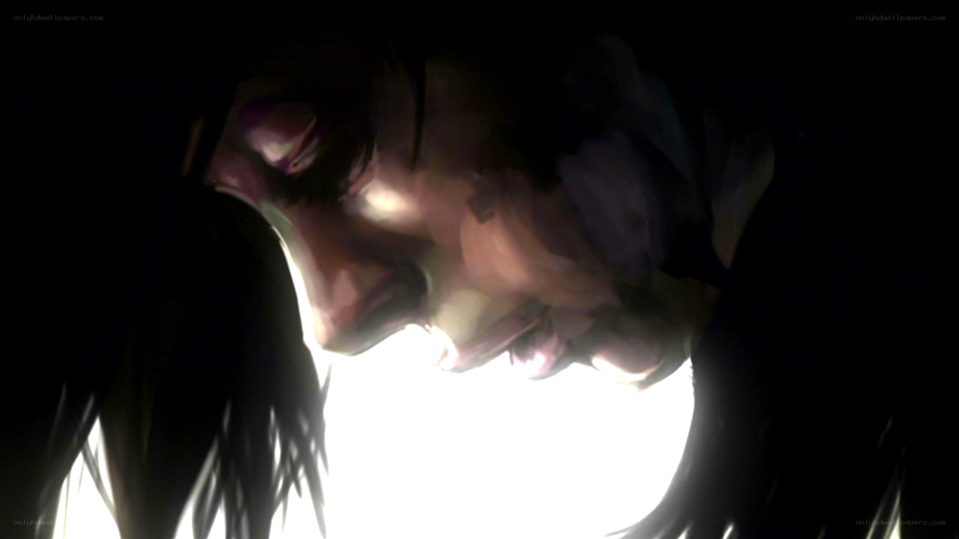 dark anime character close-up