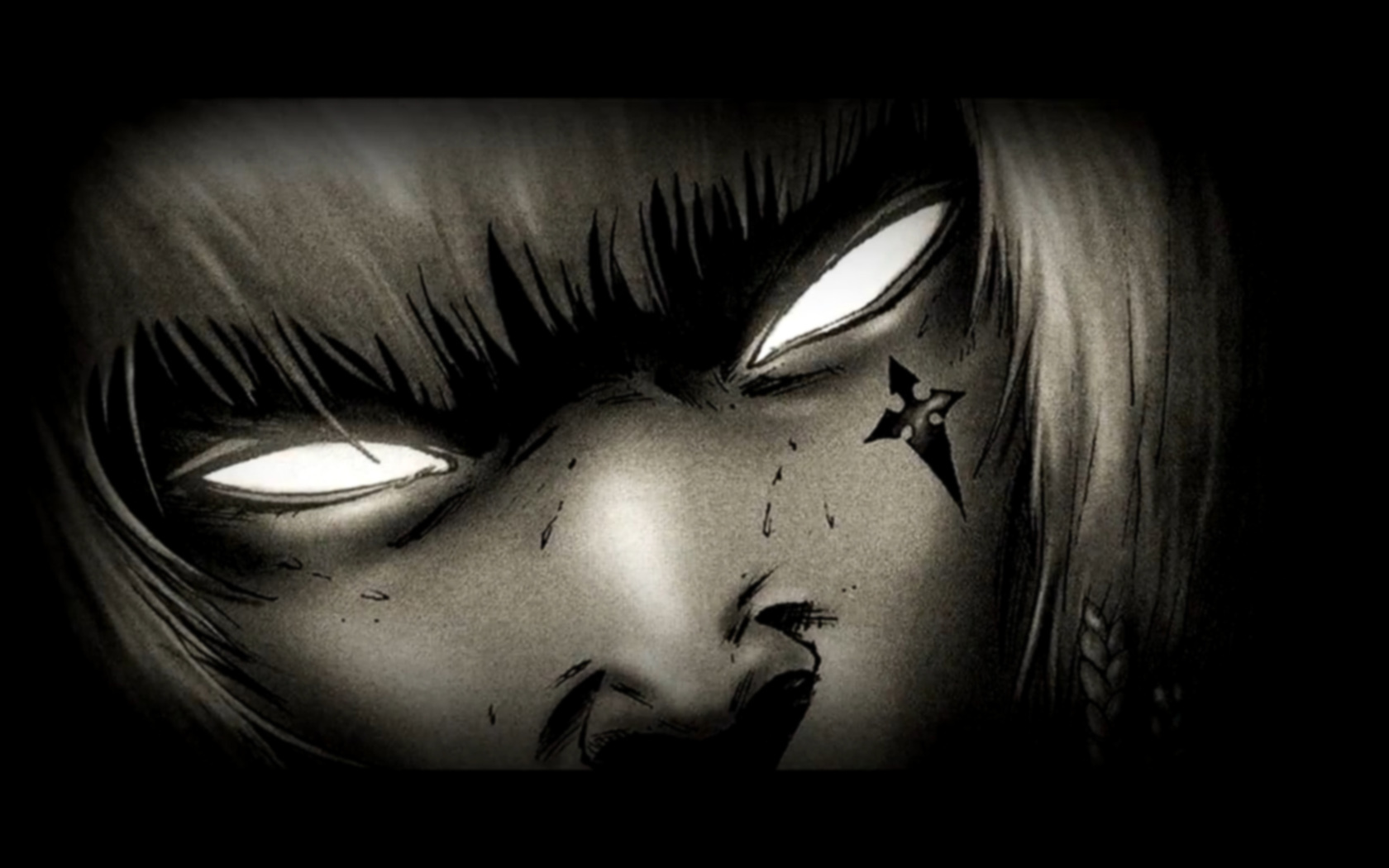 dark anime character close-up