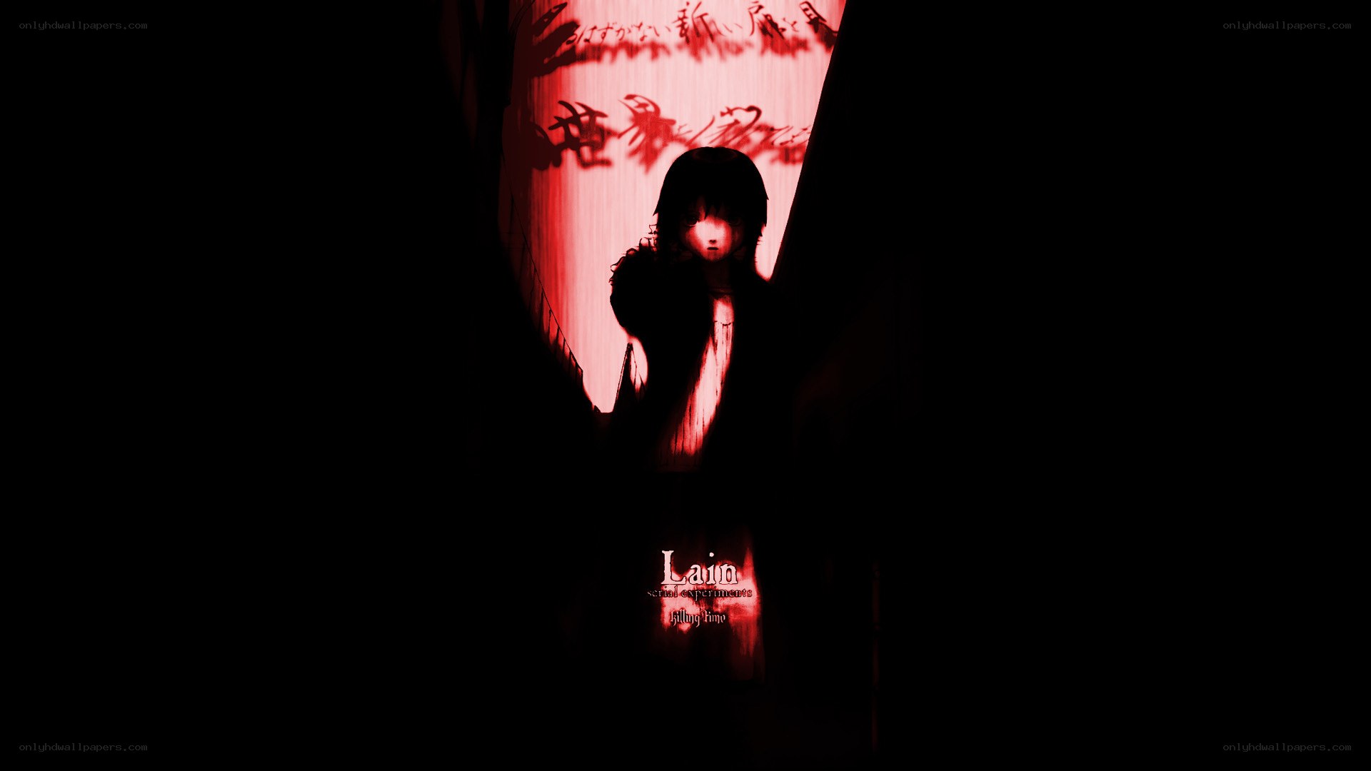 dark anime character in red light