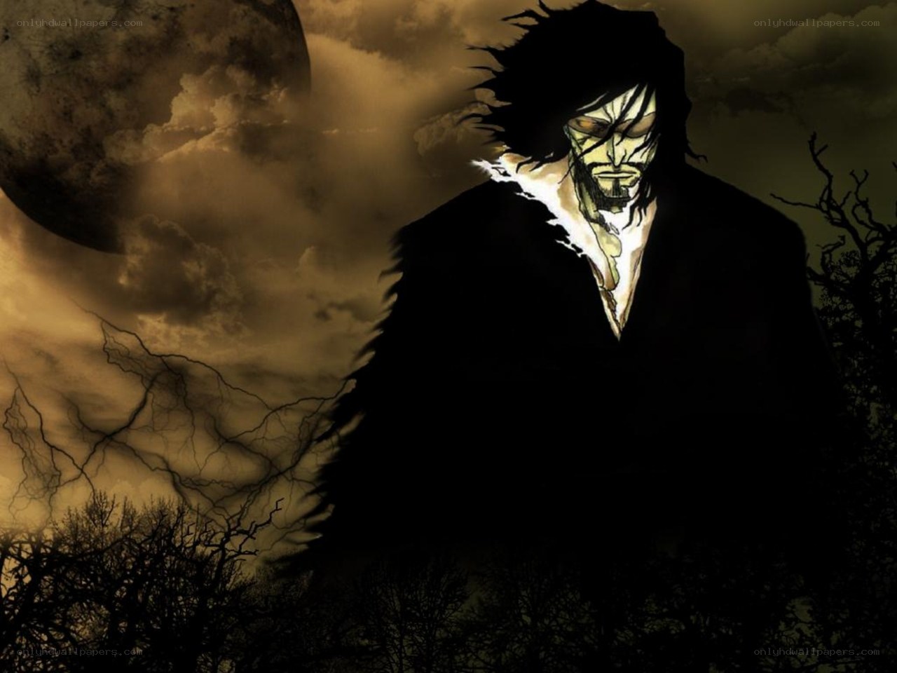 dark anime character in storm