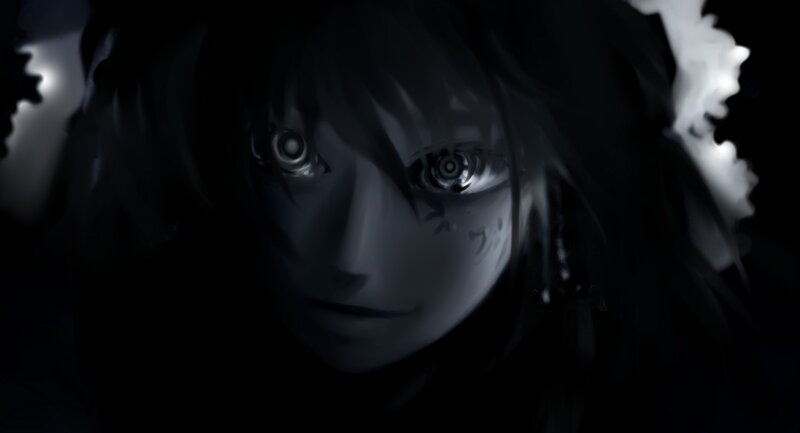 dark anime character portrait