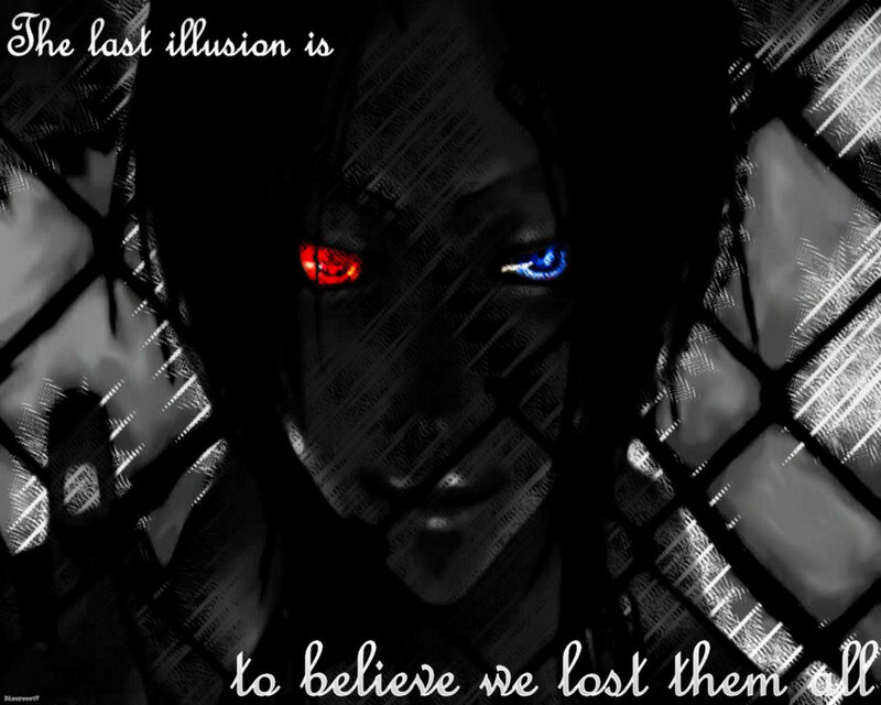 dark anime character with glowing eyes