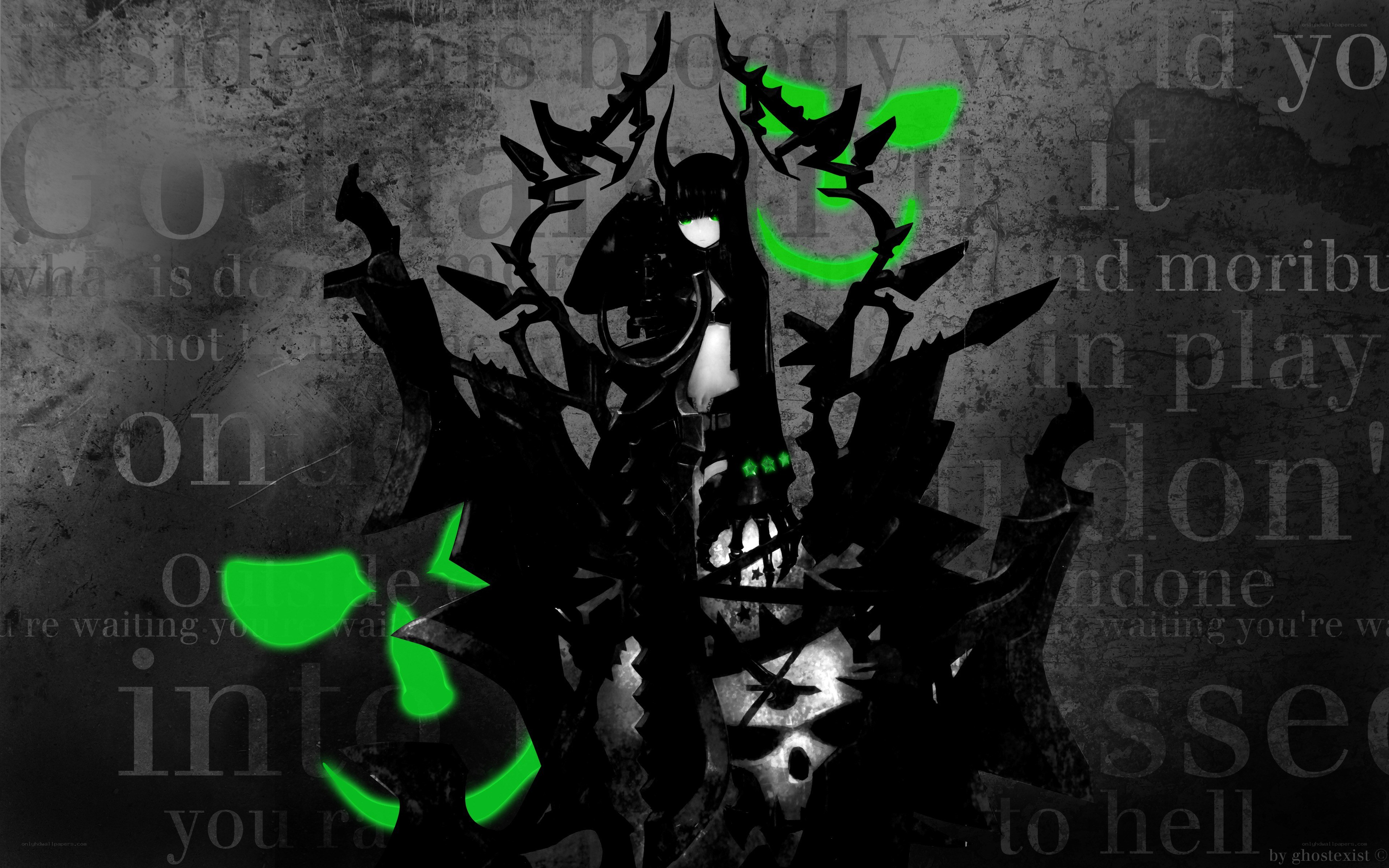 dark anime character with green accents