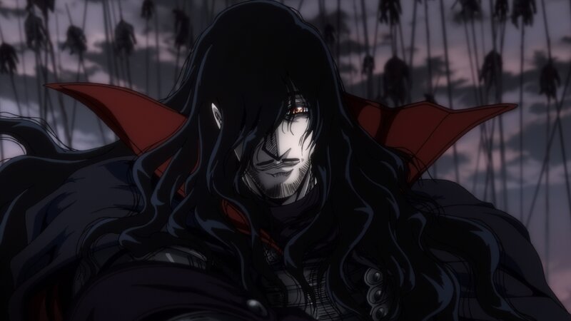 dark anime character with long hair