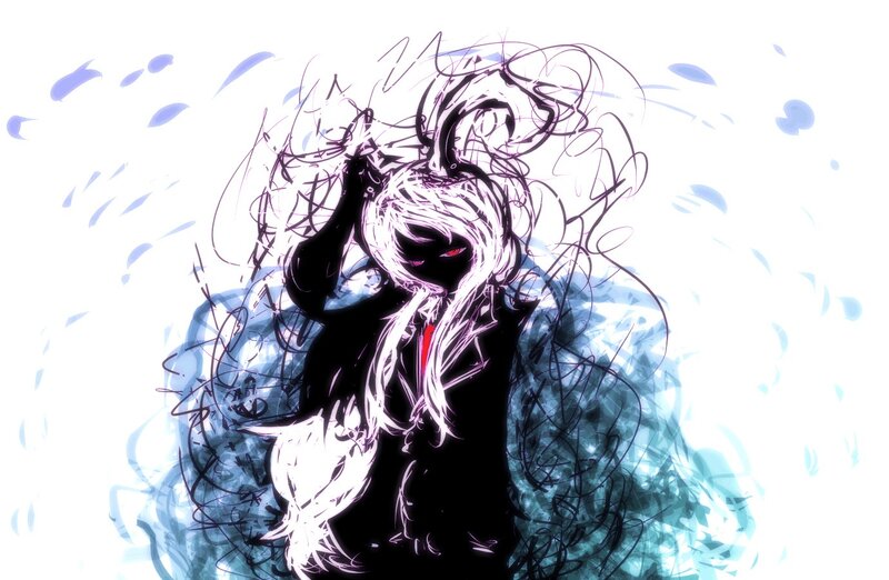 dark anime character with red eyes