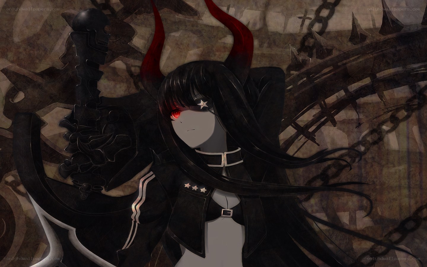 dark anime character with red eyes