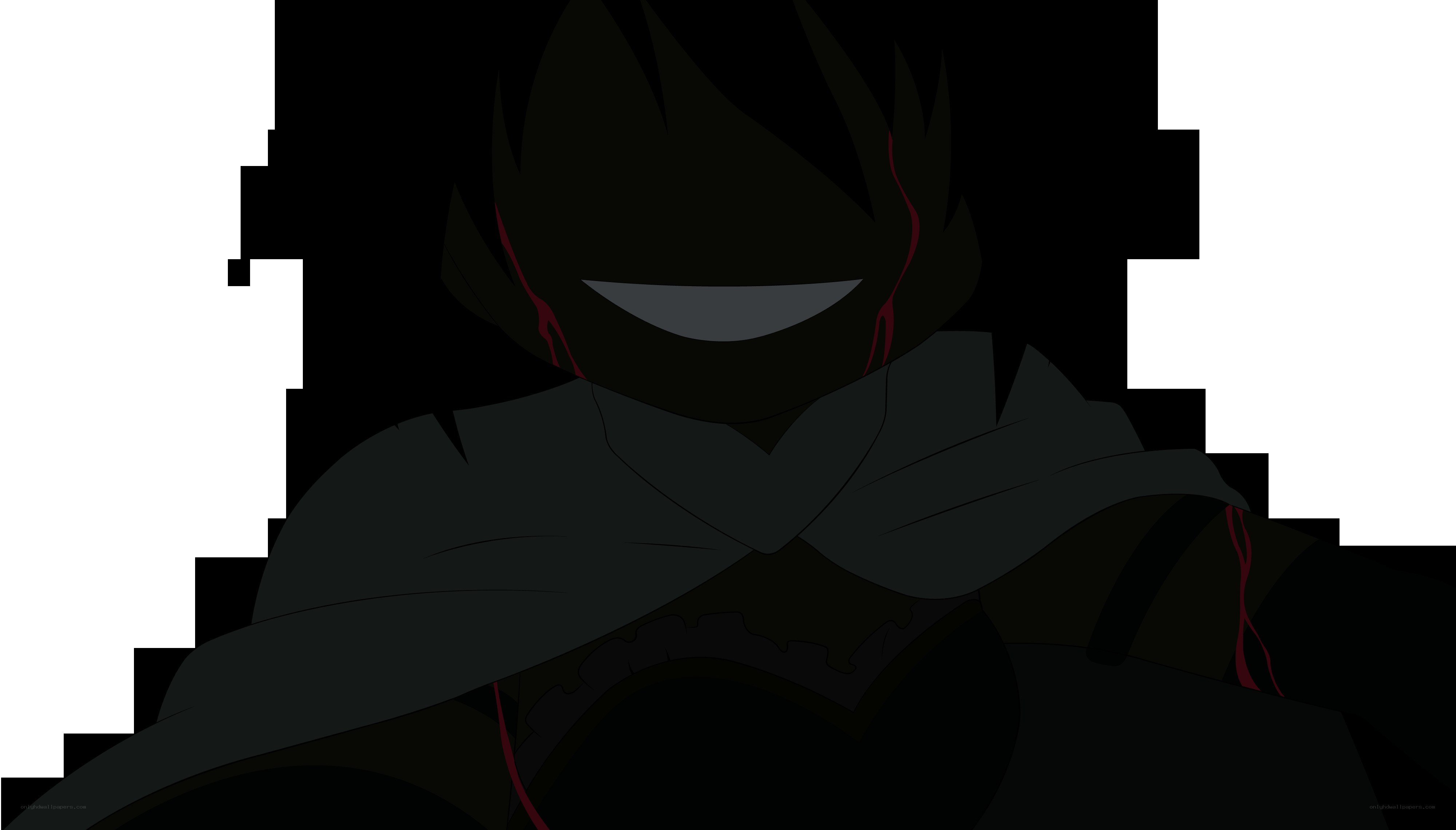 dark anime character with red lines