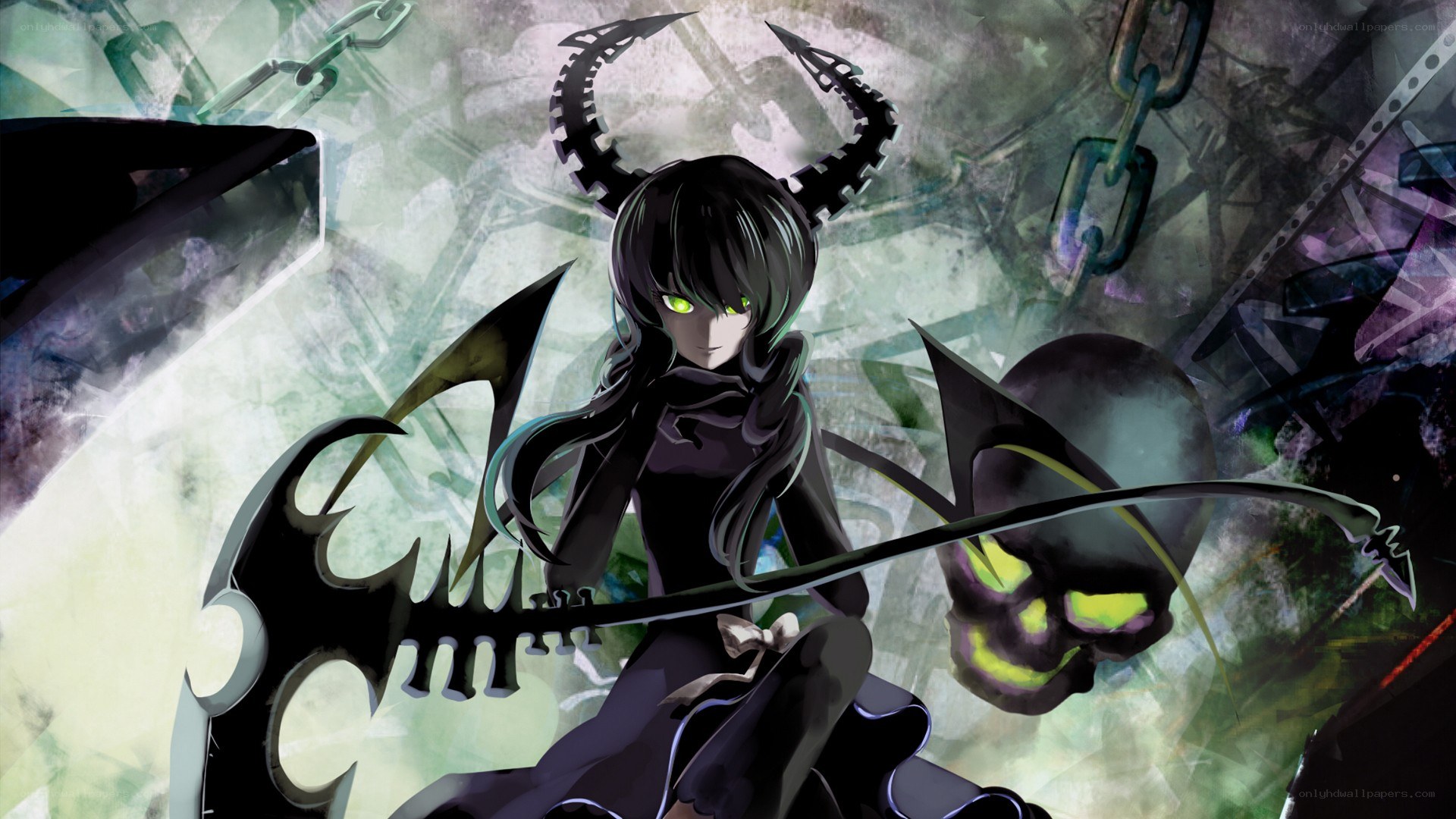 dark anime character with scythe