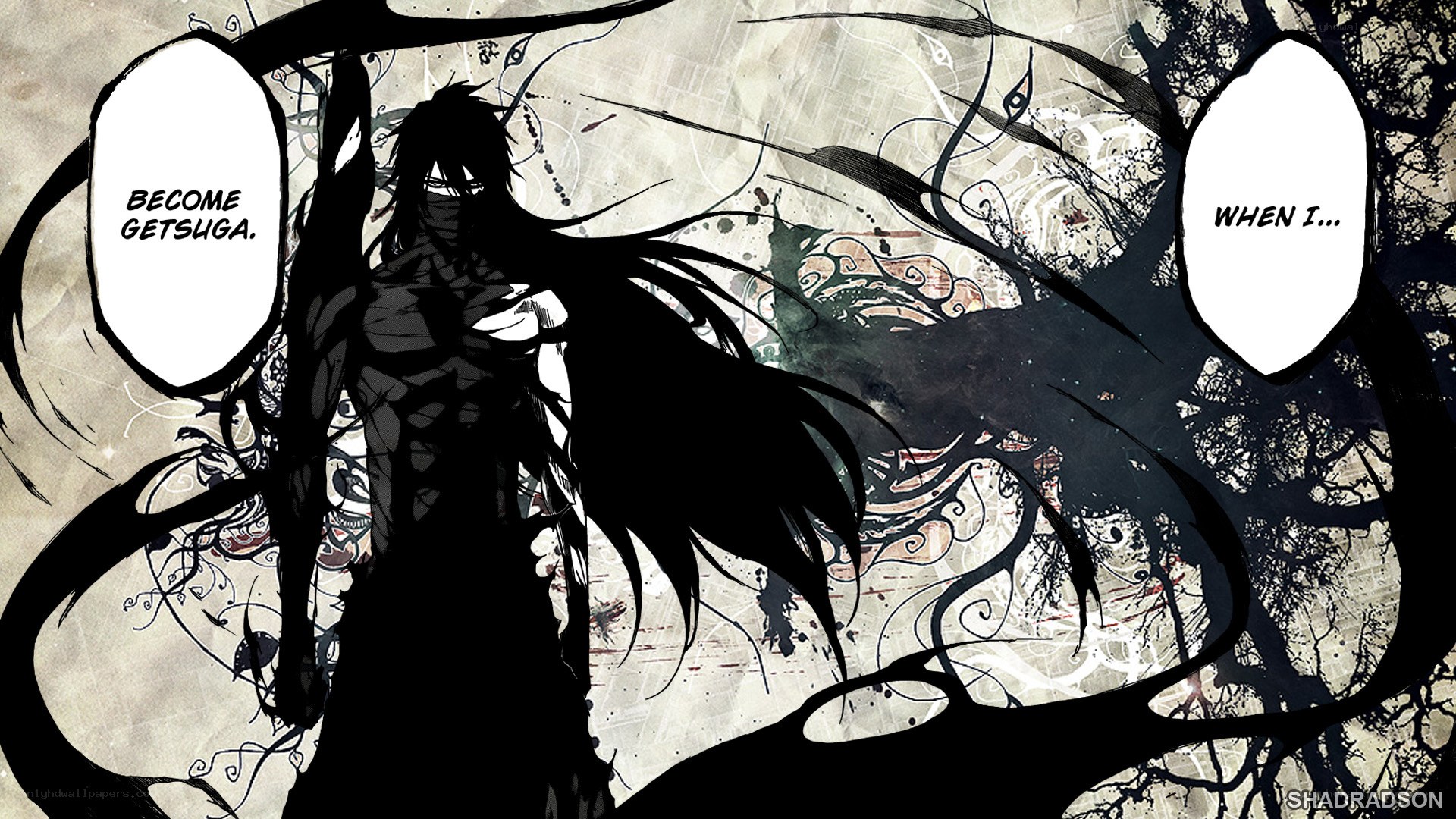 dark anime character with speech bubbles