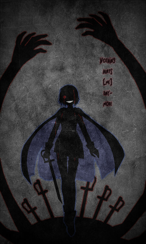 dark anime character with swords