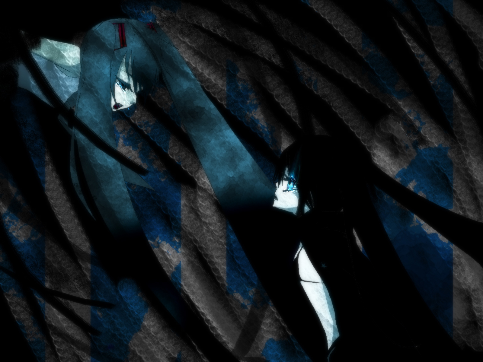 dark anime characters in shadows