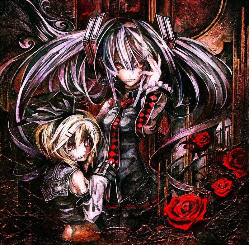 Dark anime characters with roses
