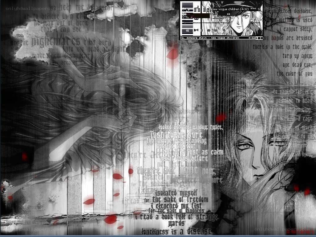 dark anime collage with text