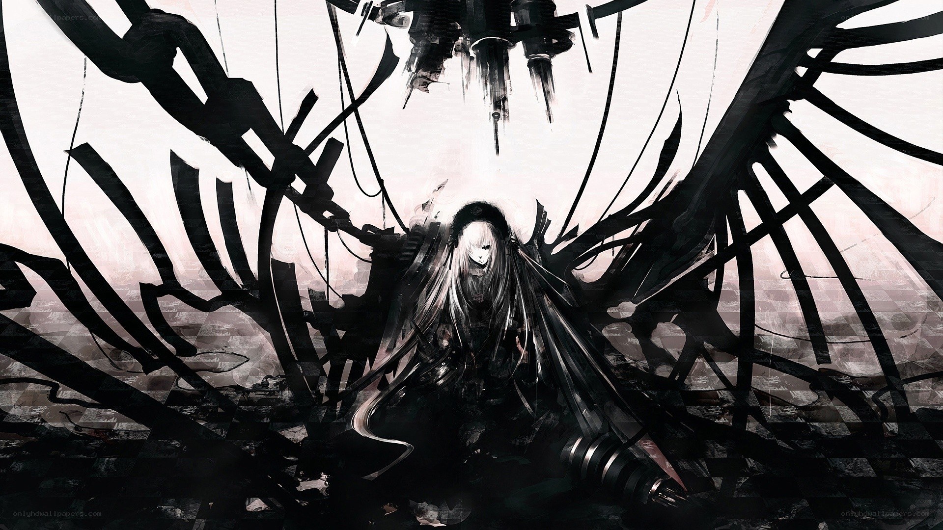dark anime figure with mechanical wings