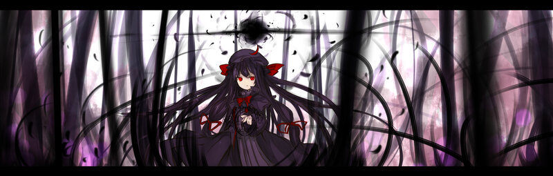 dark anime girl in forest