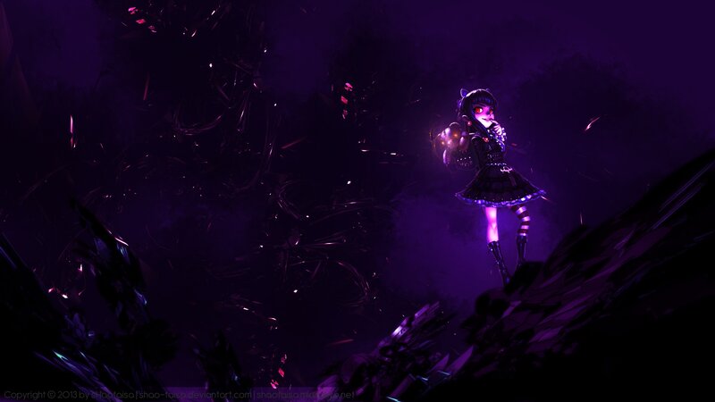 dark anime girl in purple