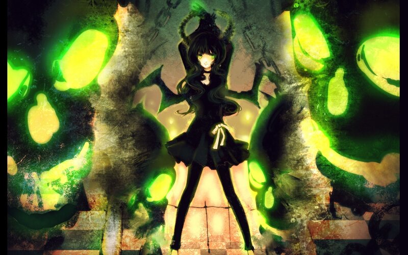 dark anime girl with glowing eyes