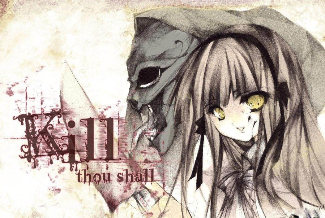 Dark anime girl with skull