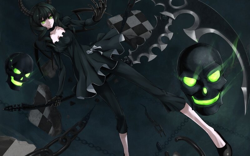 Dark anime girl with skulls