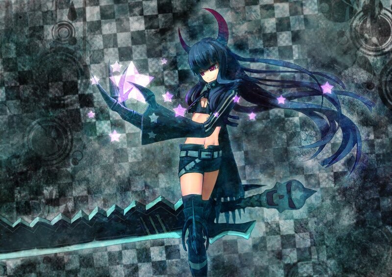dark anime girl with stars