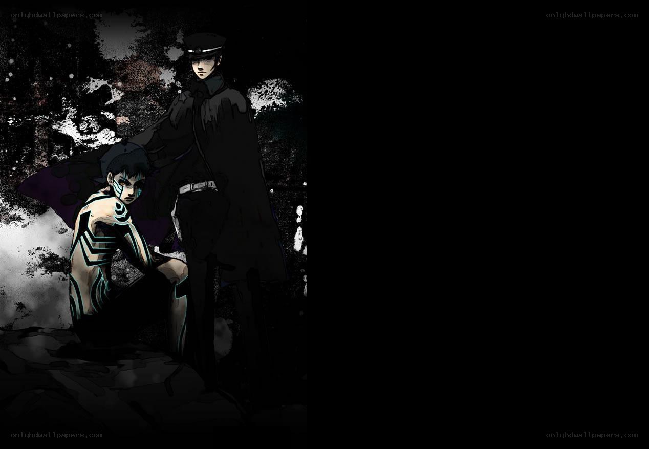 dark anime scene with two characters