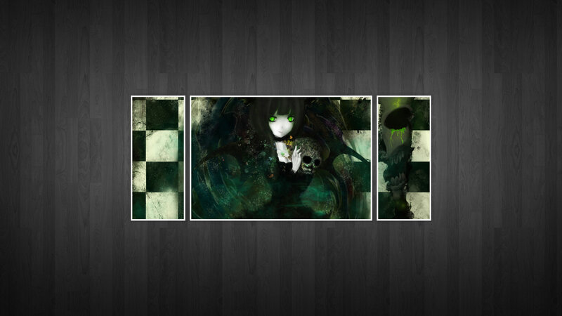 dark anime triptych artwork