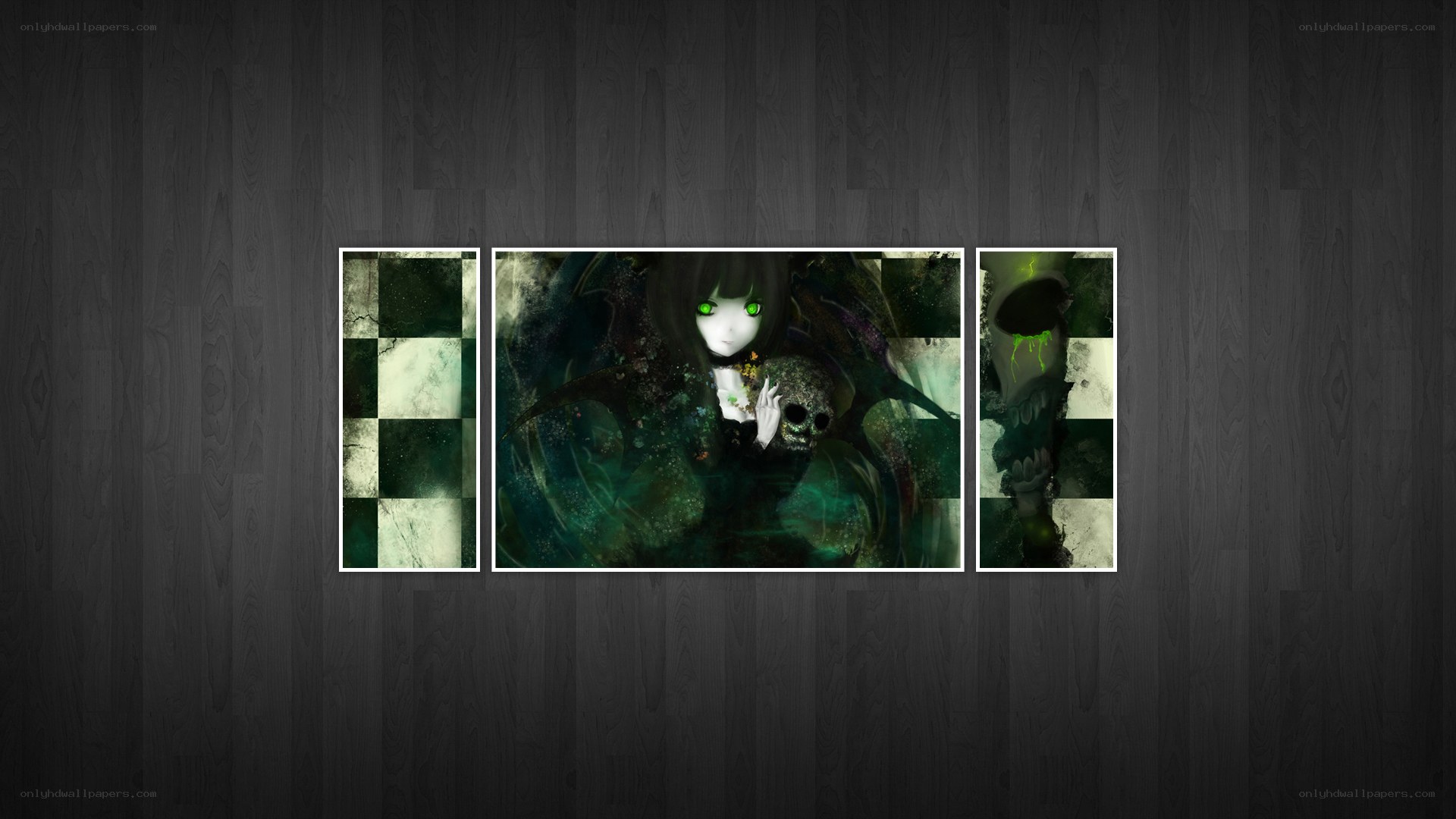 dark anime triptych artwork