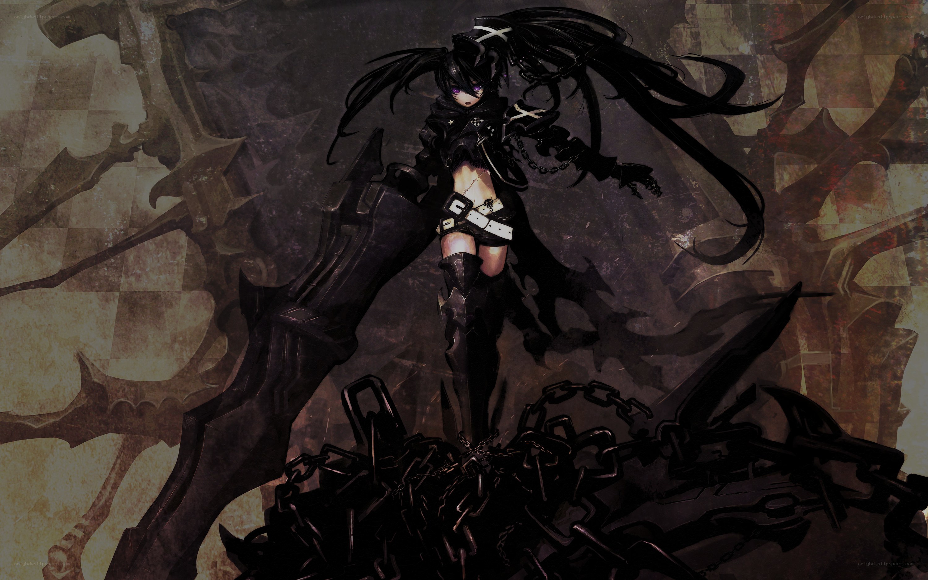 dark anime warrior with chains