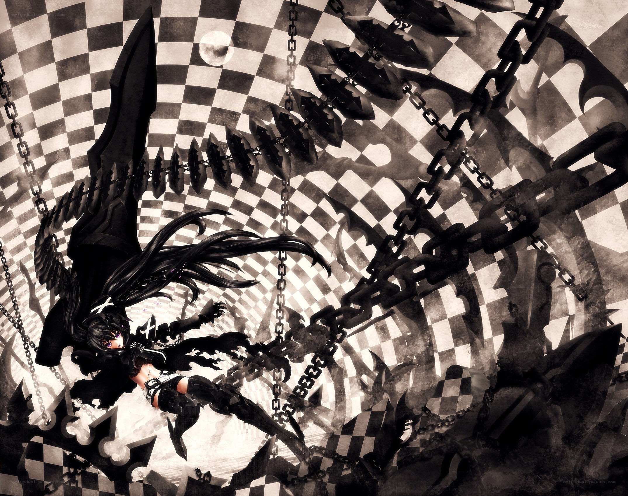 Dark anime warrior with chains