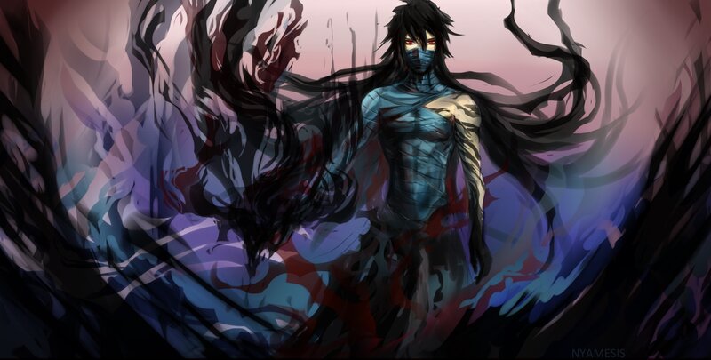 dark anime warrior with mask