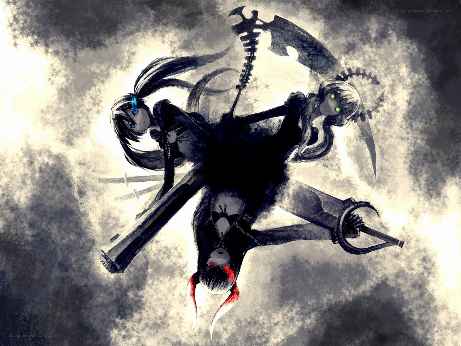 Dark anime warriors in combat