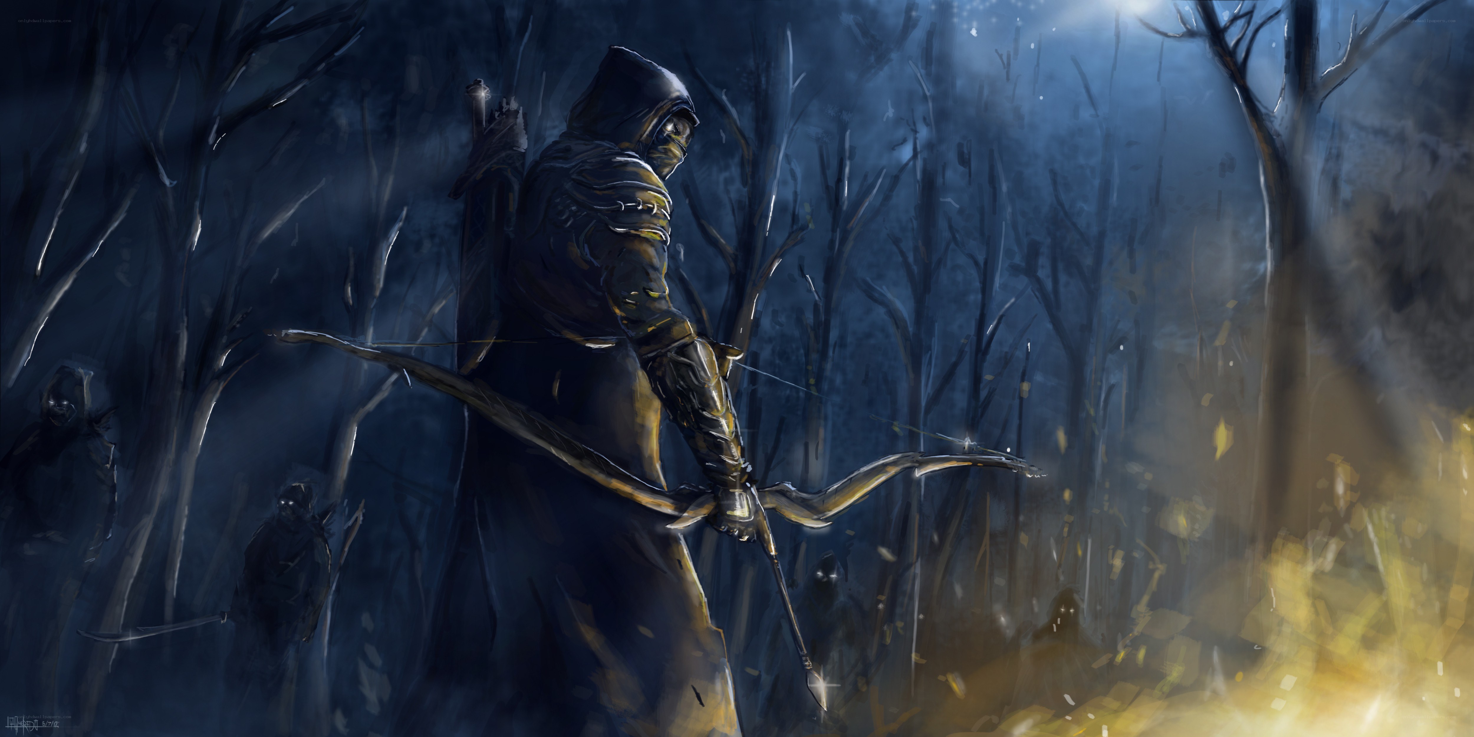 Dark archer in a haunted forest