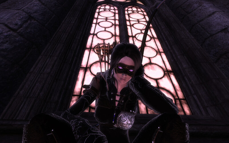 dark archer in stained glass