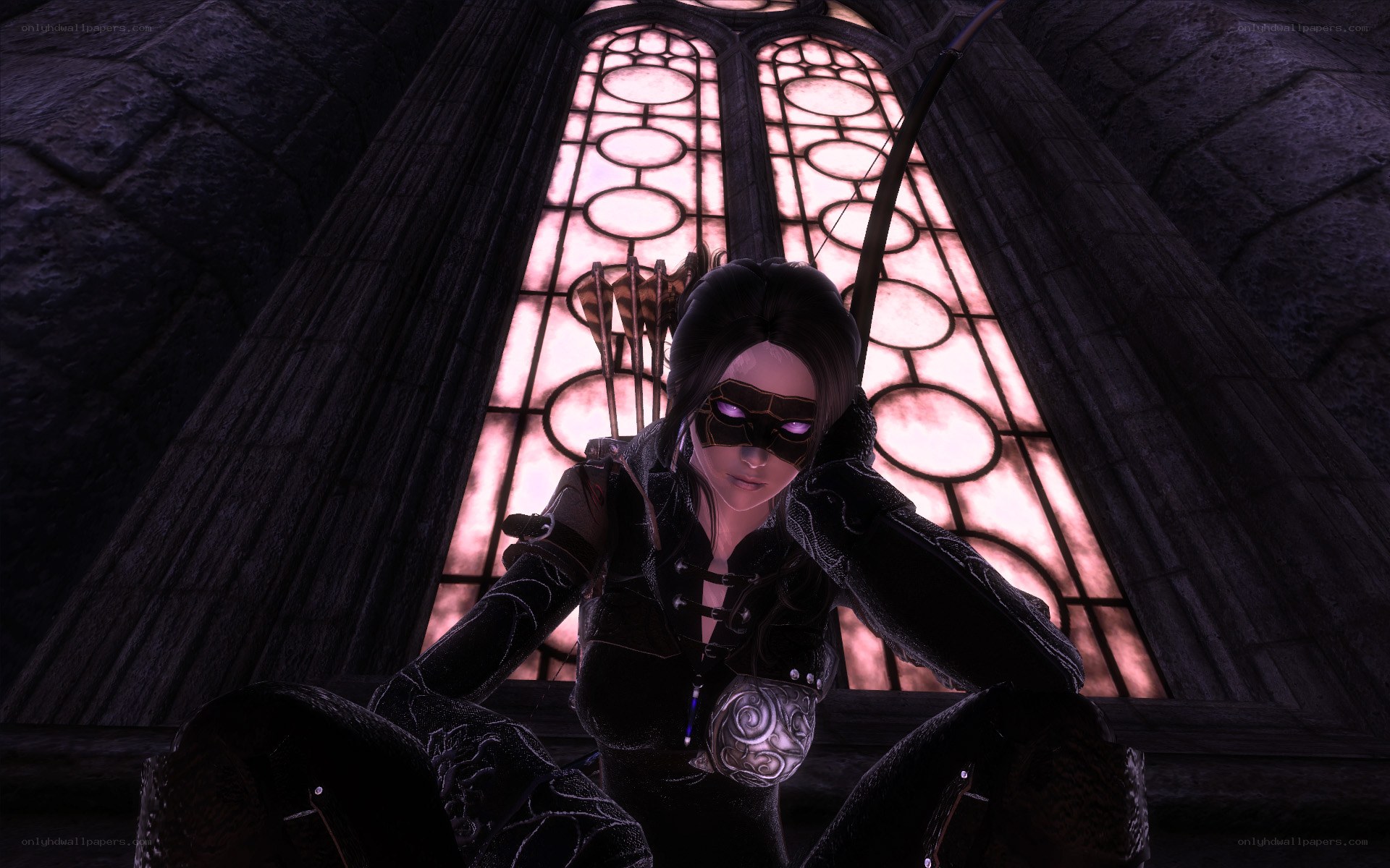dark archer in stained glass