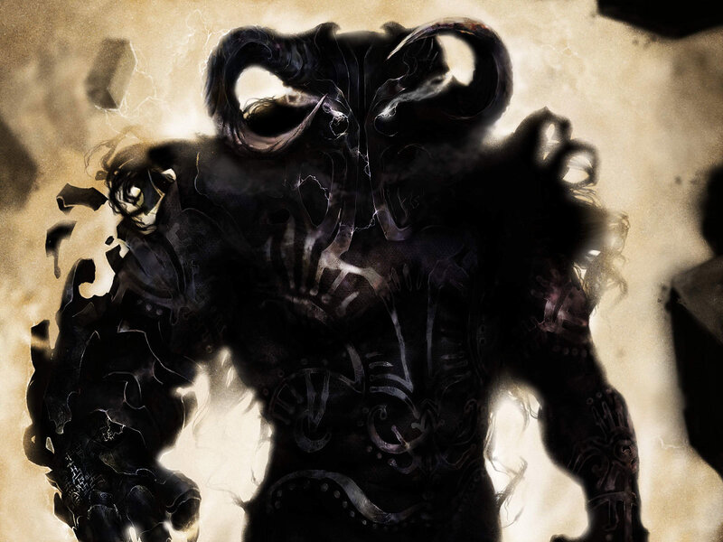 dark armored demon figure
