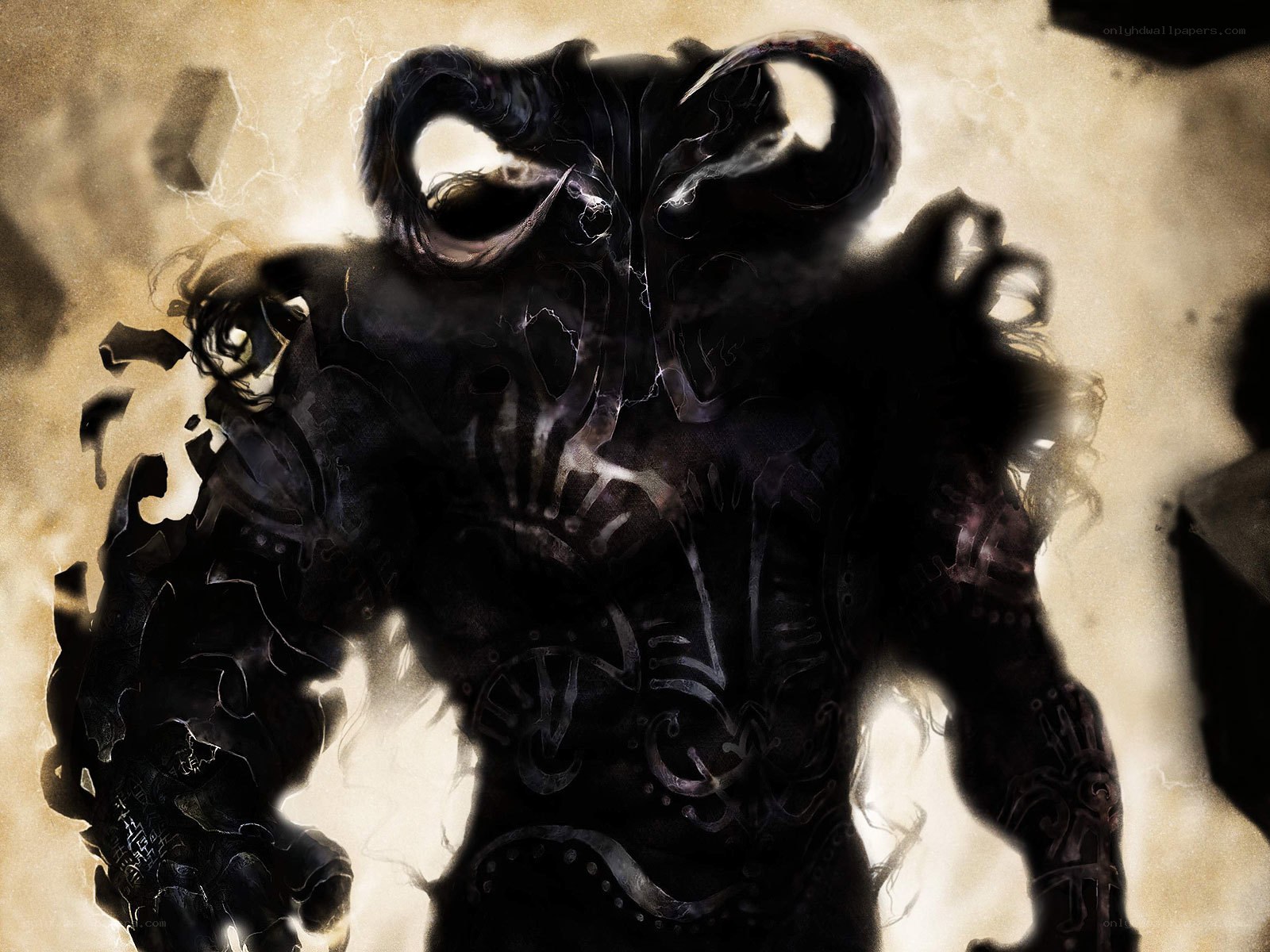 dark armored demon figure