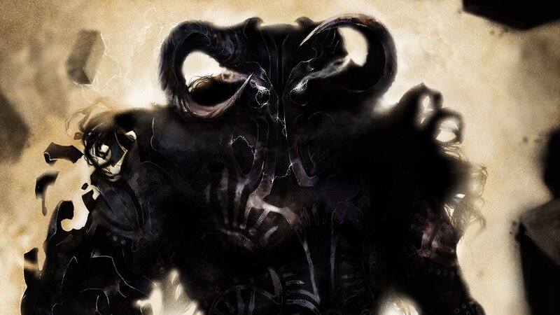 Dark Armored Figure — Black, Dramatic, Digital Art, Armor