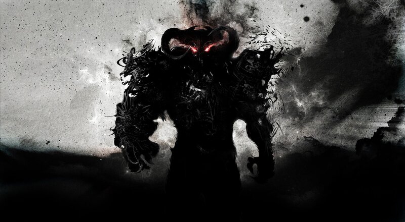 Dark Armored Figure — Black, Dramatic, Menacing