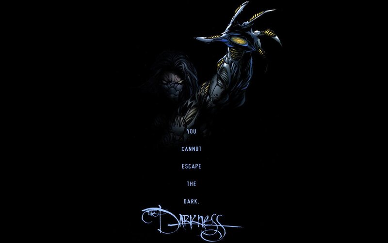 Dark Armored Figure — Black, Dramatic, Night, Comic, Text