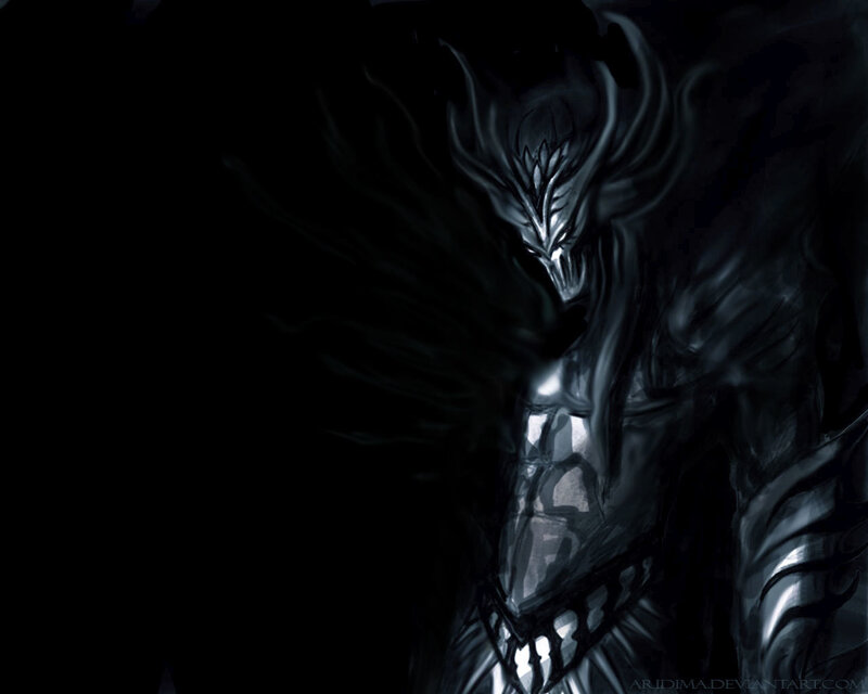 Dark Armored Figure — Black, Dramatic, Night, Digital Art, Armor, Mask, Darkness