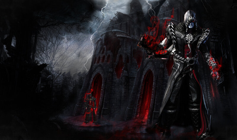 Dark Armored Figure — Black, Dramatic, Night, Digital Art, Castle