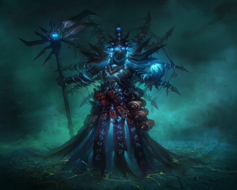 Dark Armored Figure — Blue, Dramatic, Ominous